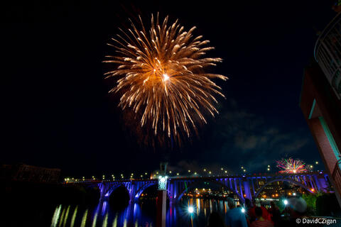 Fireworks over the bridge