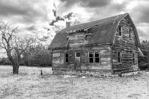 abandoned old house monochrome