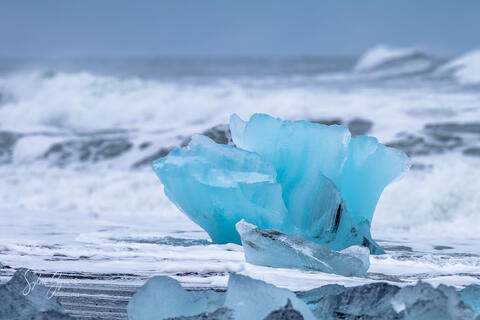 unique natural blue ice shape
